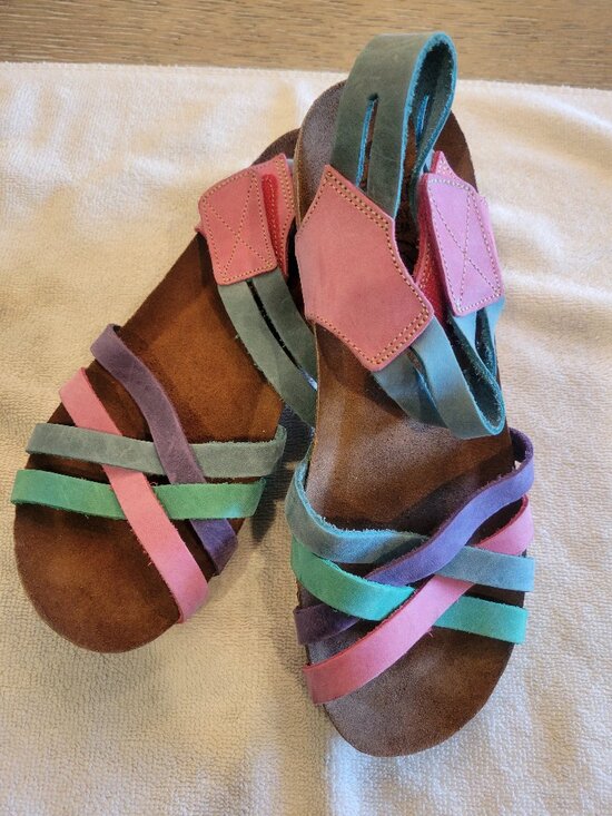Sabatini Shoes - Sabatini Memory System Leather Comfort Sandals Multicolor Strappy EU 37 US 6.5-7